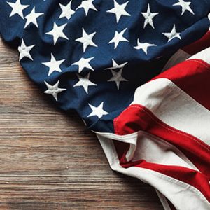 american flag on wood