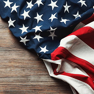 american flag on wood