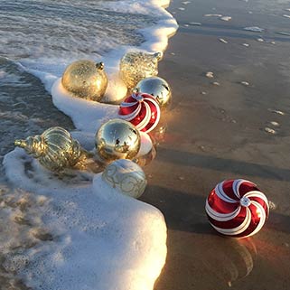 Christmas Balls on Beach